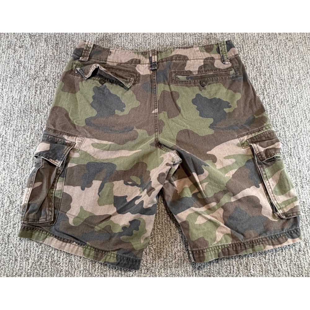 VTG Old Navy Cargo Shorts Mens 34 Green Camo Cotton Woodland Military Casual - Picture 4 of 6